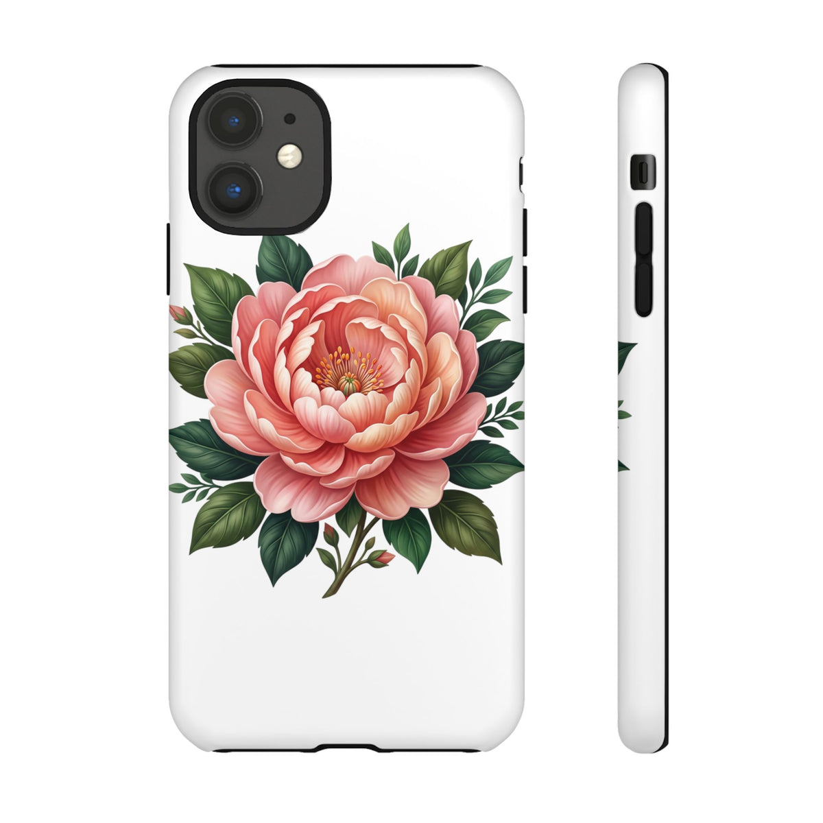 Floral Peony Tough Phone Case — Protective Botanical iPhone Cover