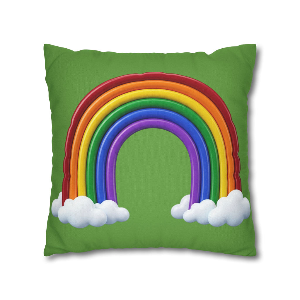 Rainbow Light Green Spun Polyester Square Pillowcase