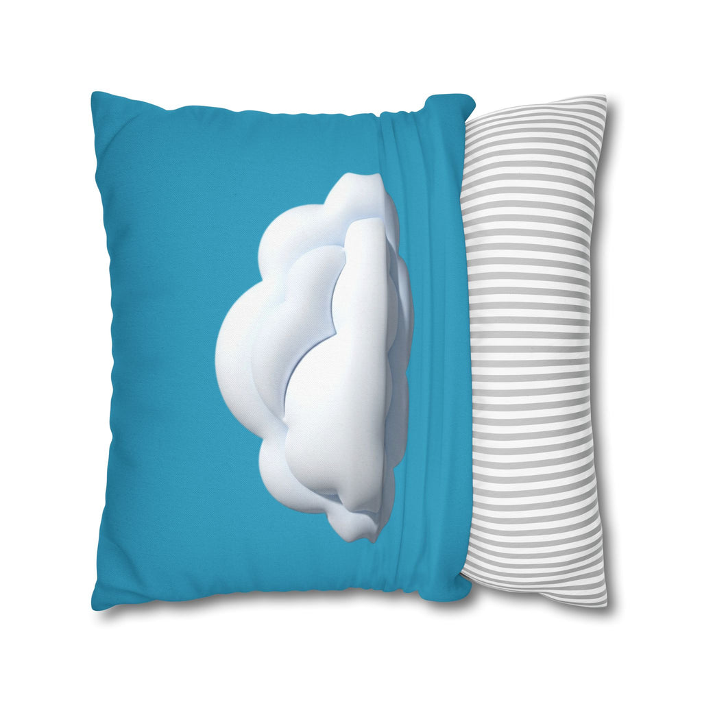 Cloud Print Turquoise Pillowcase – Cute White Cloud on Blue Decorative Throw Pillow Cover
