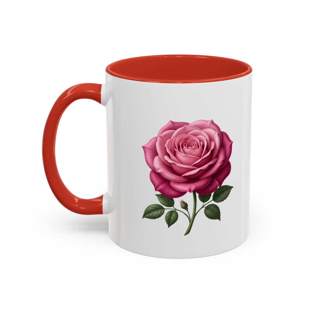 Pink Rose Accent Coffee Mug — Floral Tea & Coffee Cup (11/15 oz)