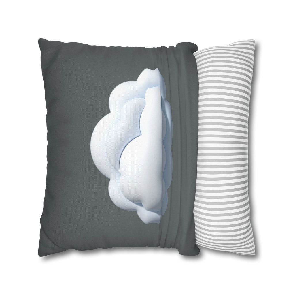 Cloud Graphic Dark Grey Pillowcase — Whimsical Grey Decorative Throw Pillow Cover
