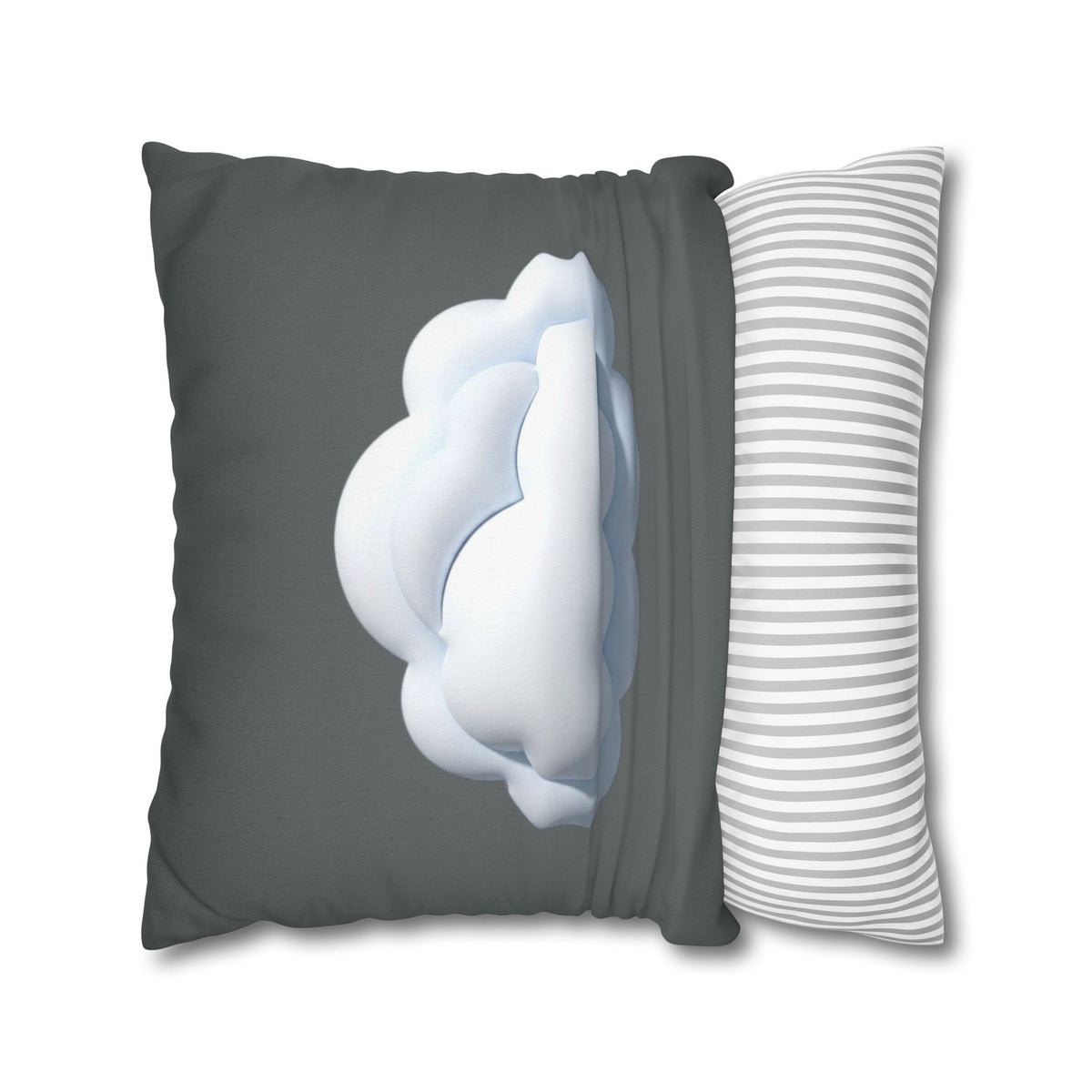 Cloud Graphic Dark Grey Pillowcase — Whimsical Grey Decorative Throw Pillow Cover