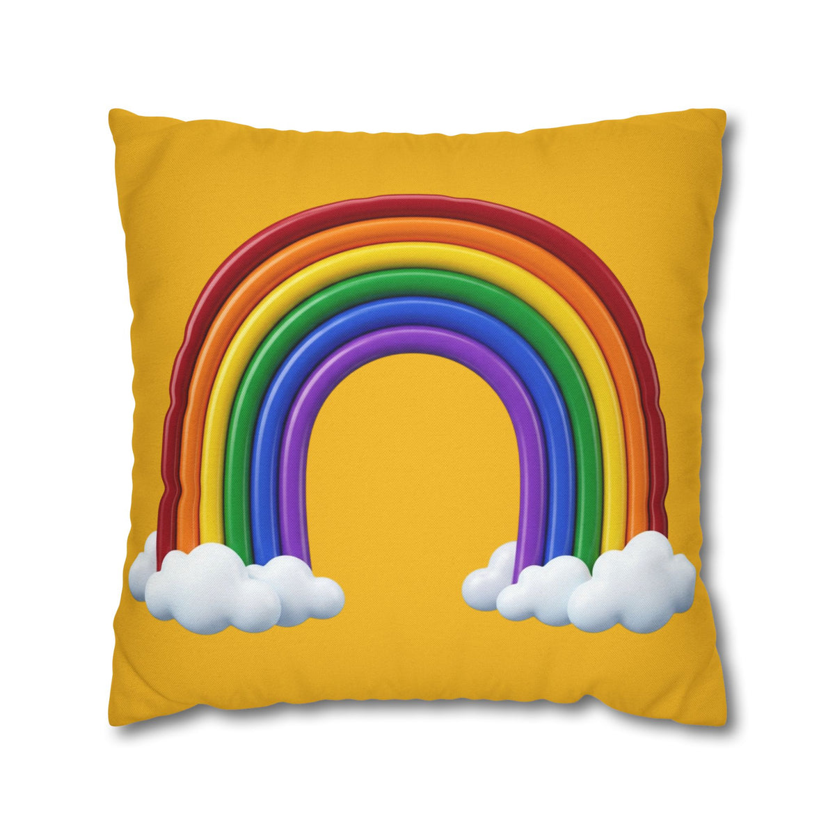 Rainbow Yellow Spun Polyester Square Pillowcase