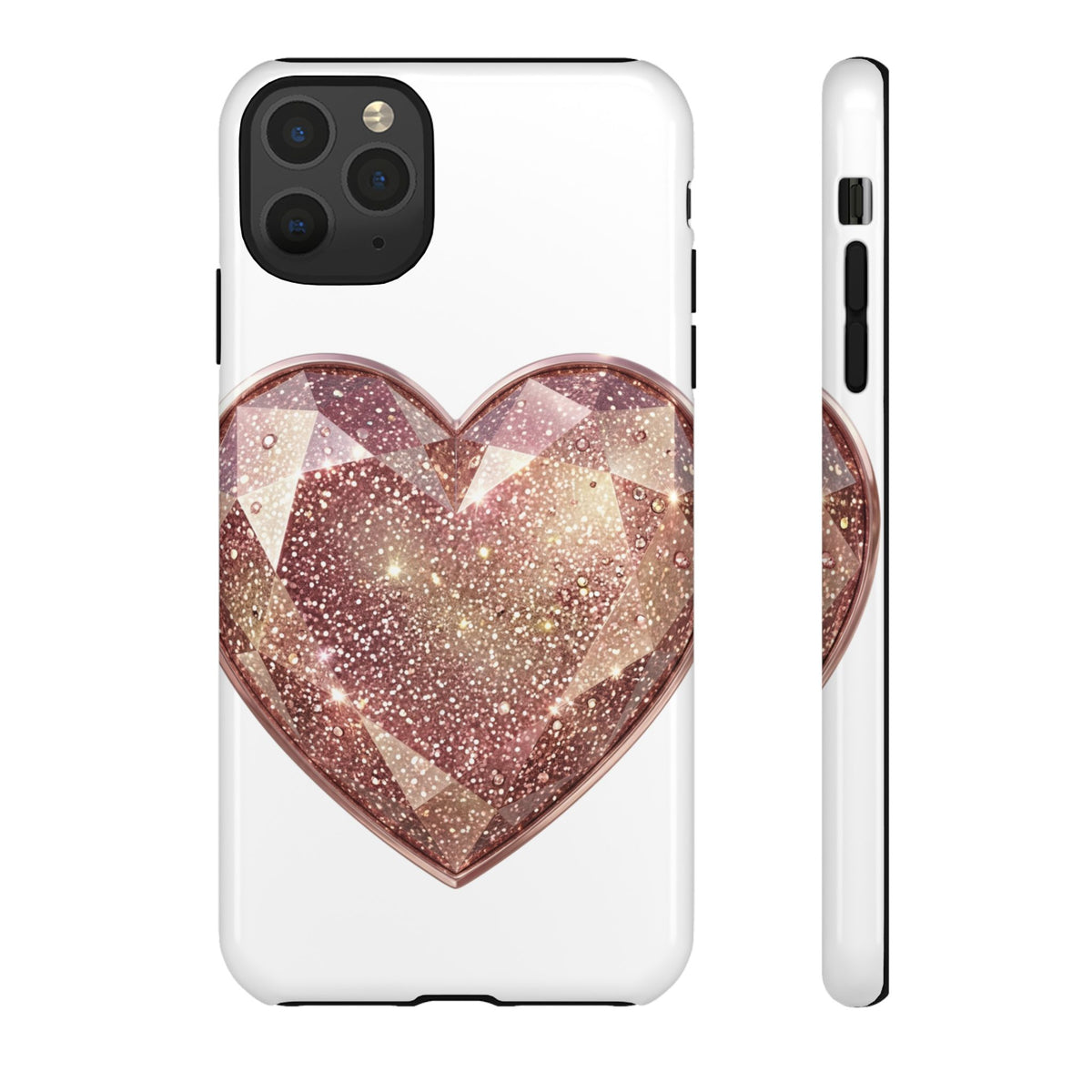 Rose Gold Glitter Crystal Heart Phone Case