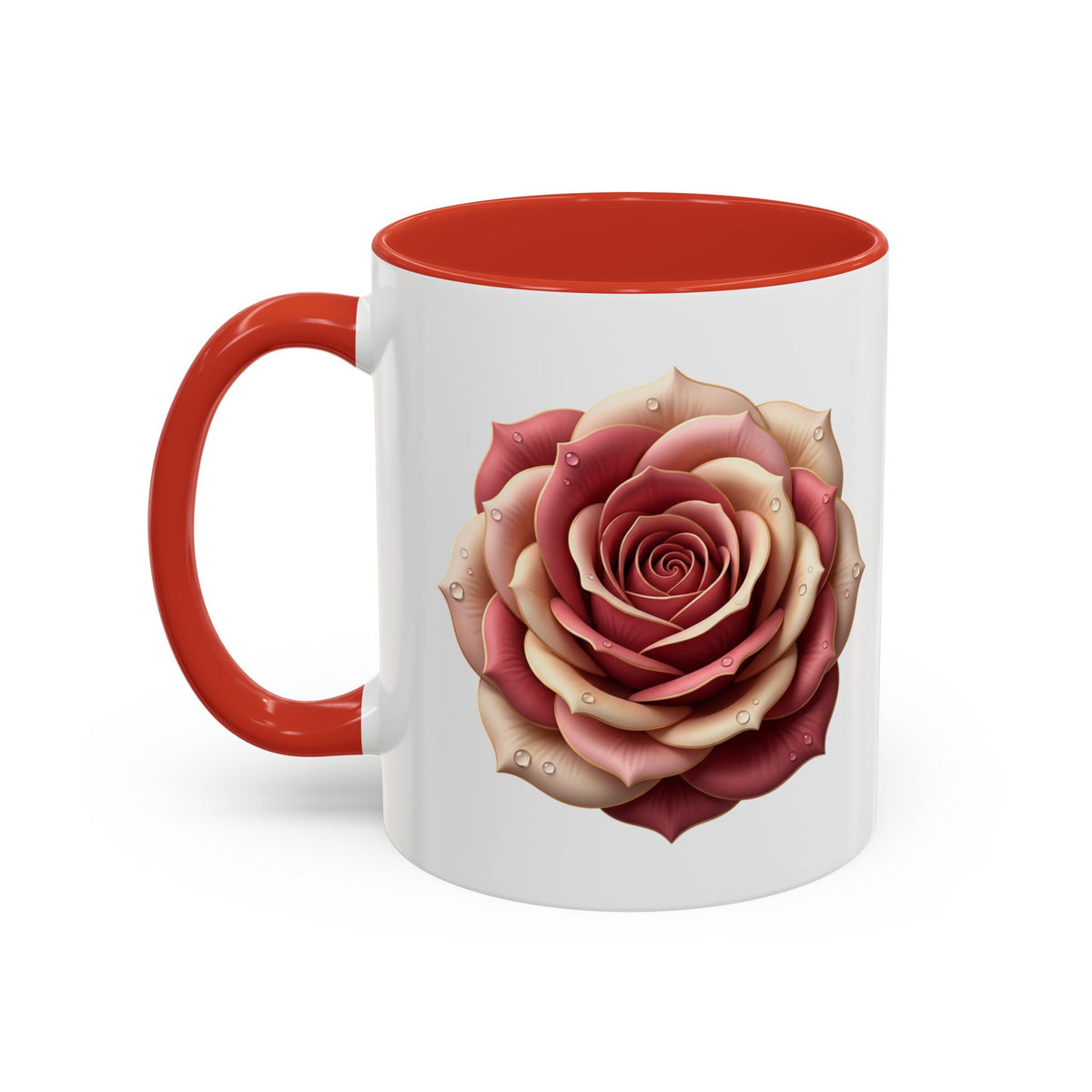 Rose Waterdrop Accent Coffee Mug — Floral 11/15oz