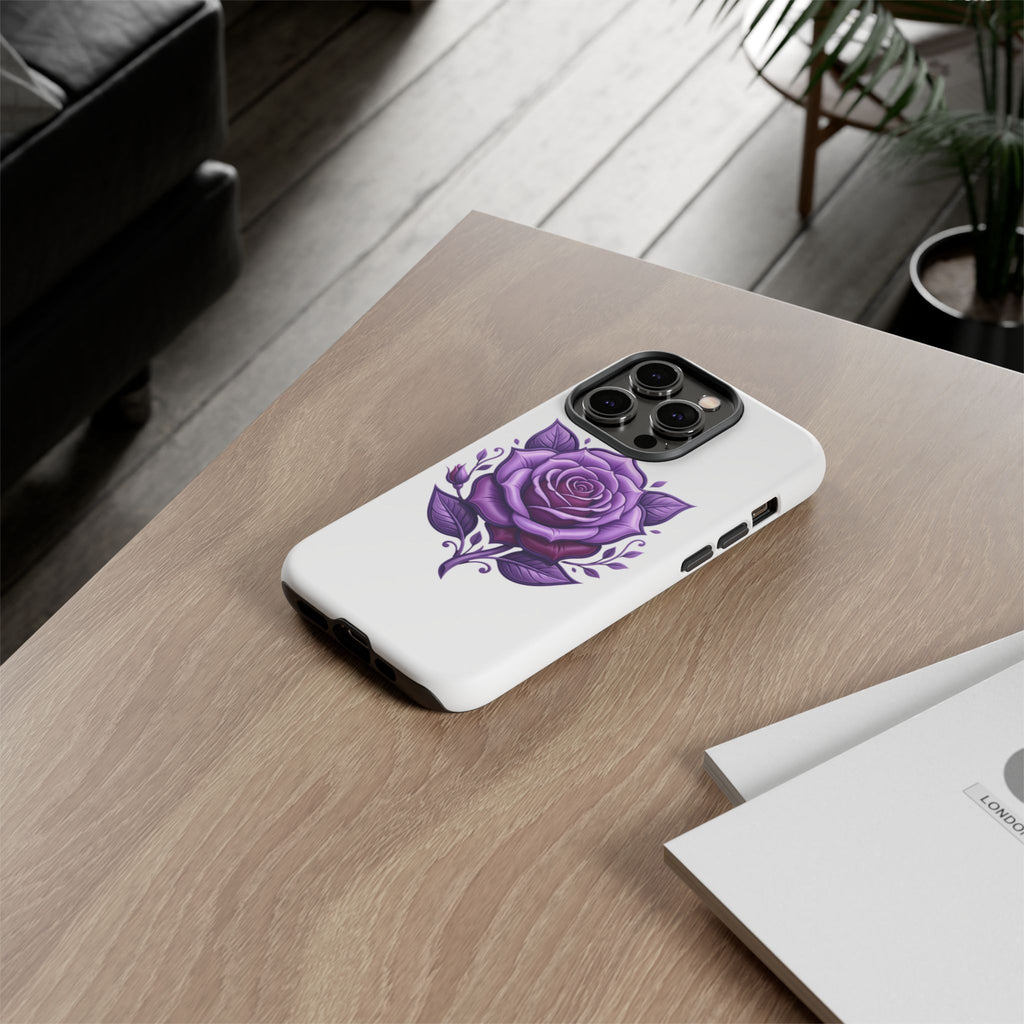 Purple Rose Tough Phone Case — Floral Protective Phone Cover