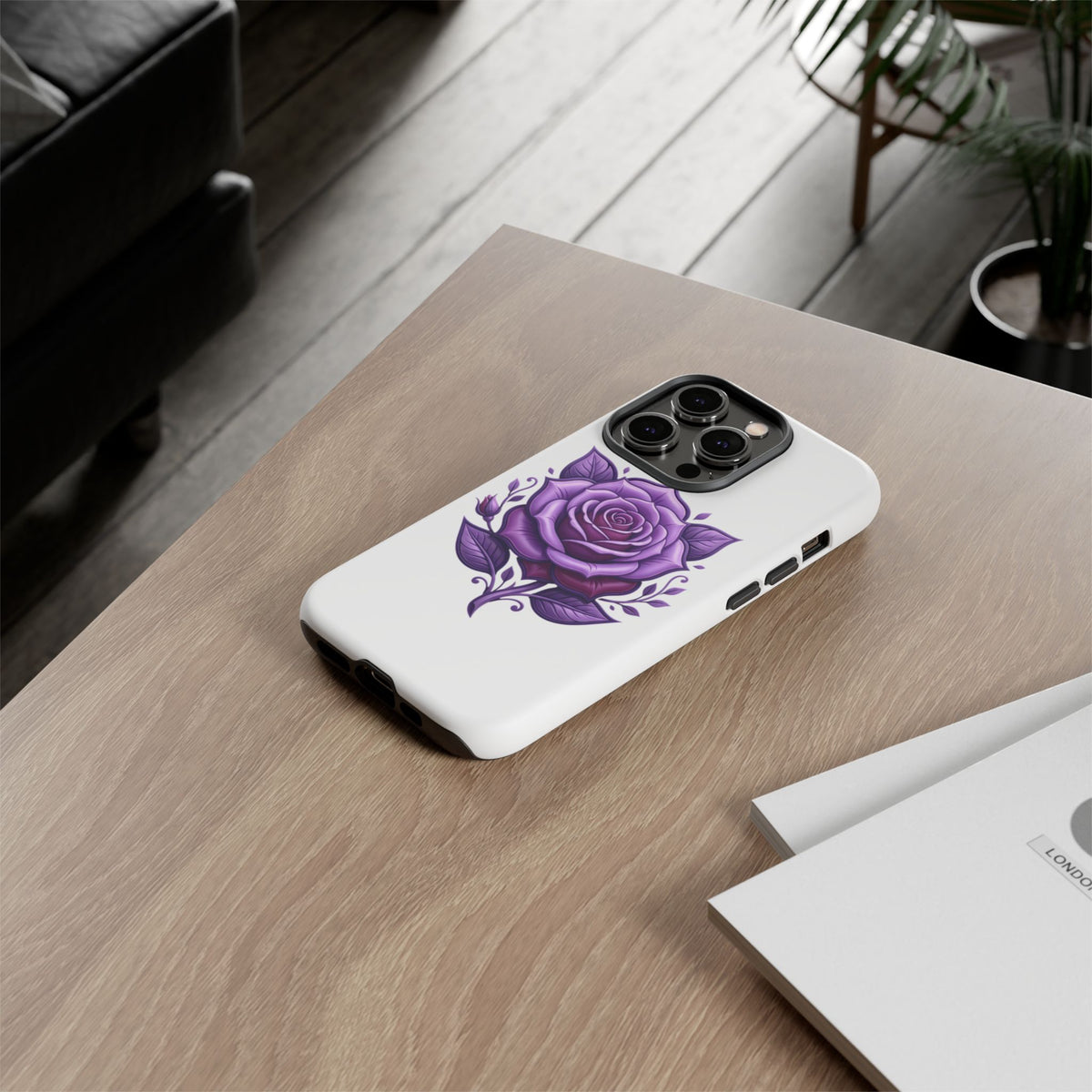 Purple Rose Tough Phone Case — Floral Protective Phone Cover