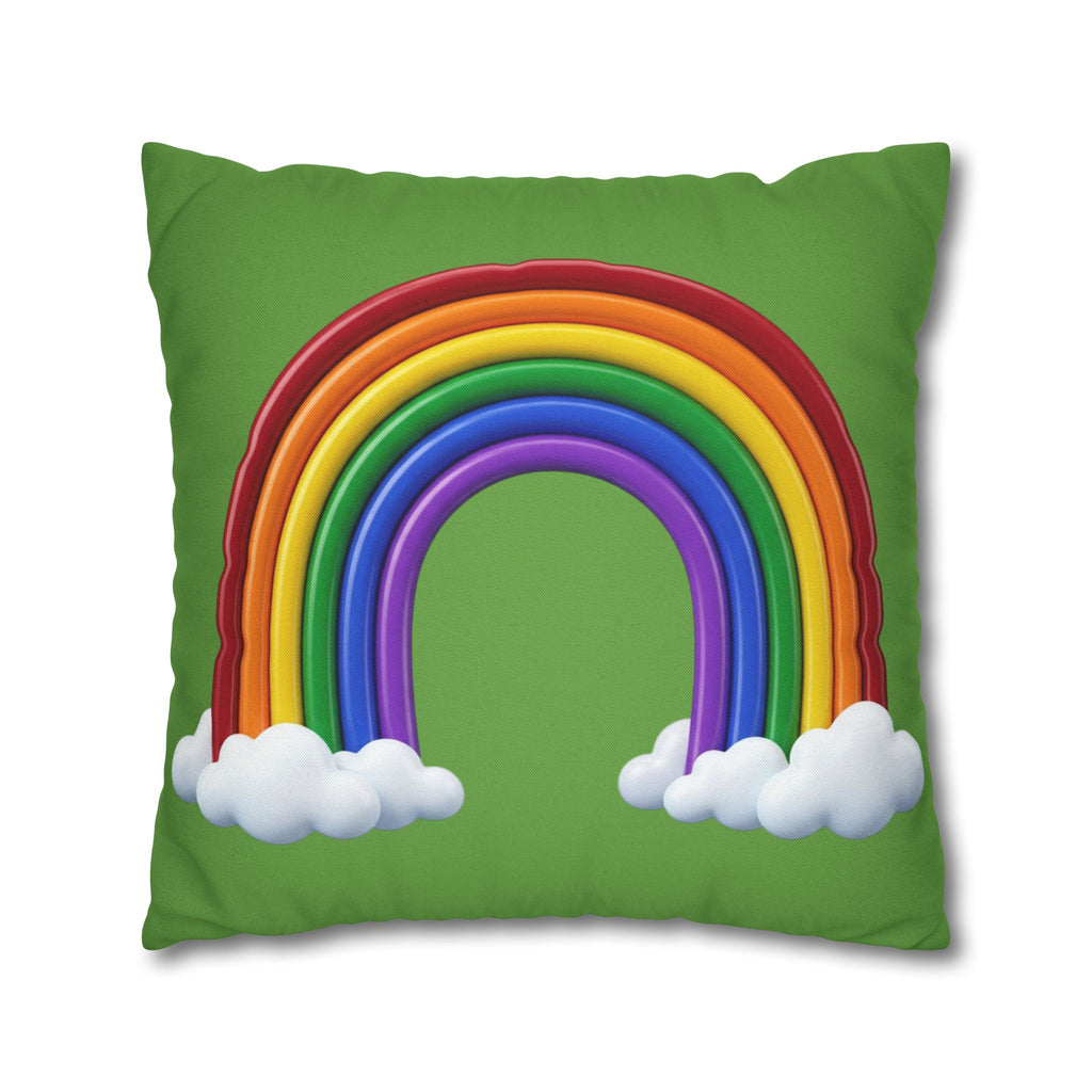 Rainbow Light Green Spun Polyester Square Pillowcase