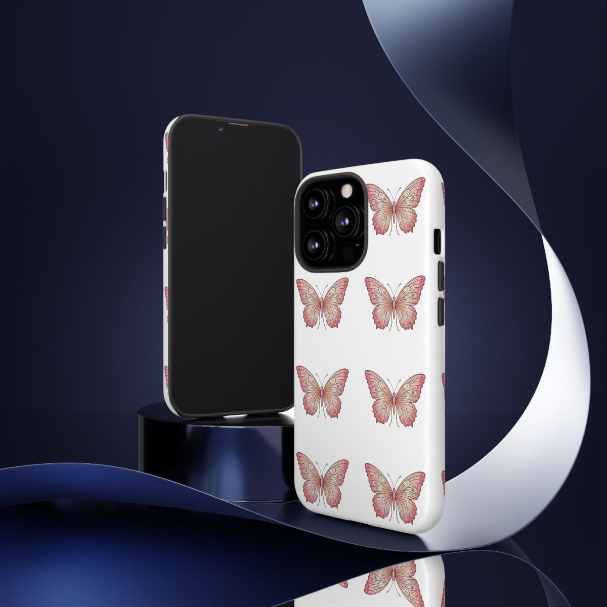 Pink Butterfly Tough Phone Case — Floral Pattern Protective Cover