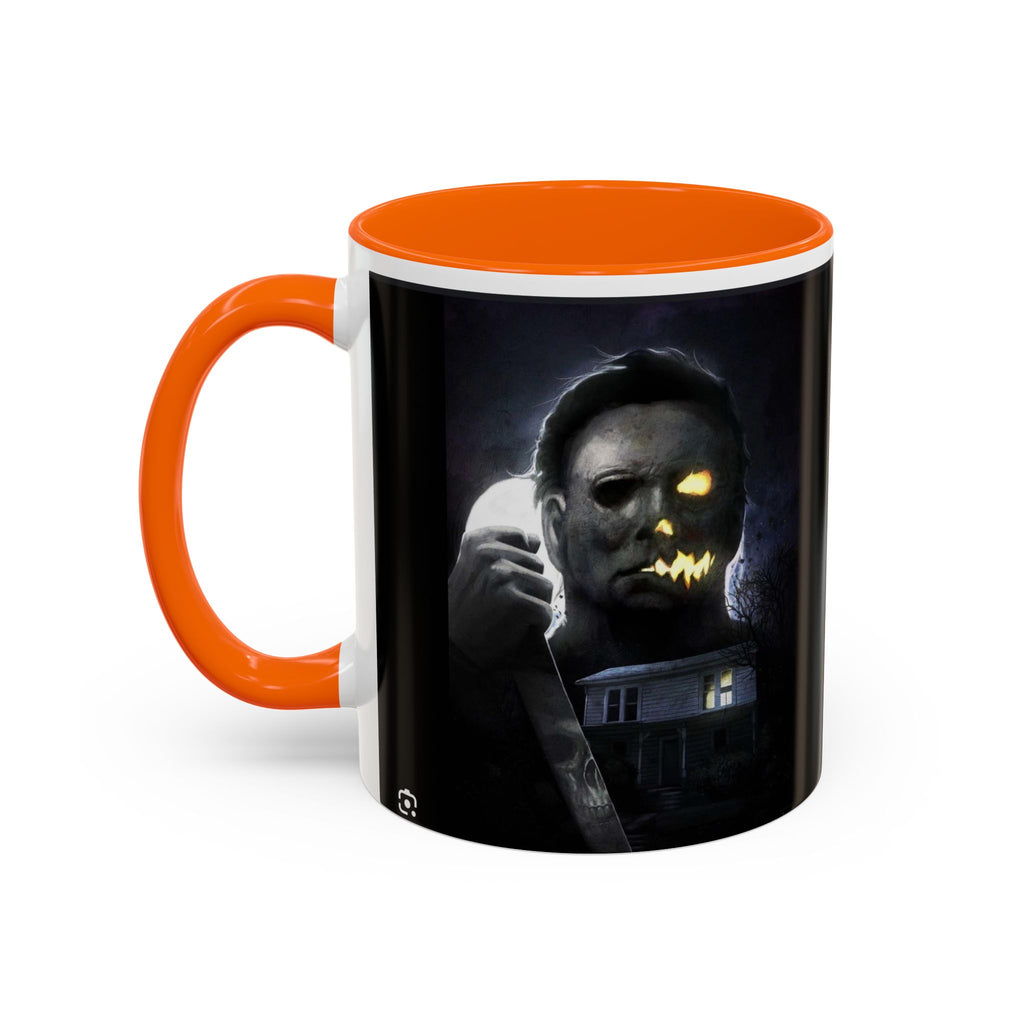 Halloween Michael Myers Accent Coffee Mug — Spooky Horror Movie Jack-O'-Lantern Face (11/15oz)