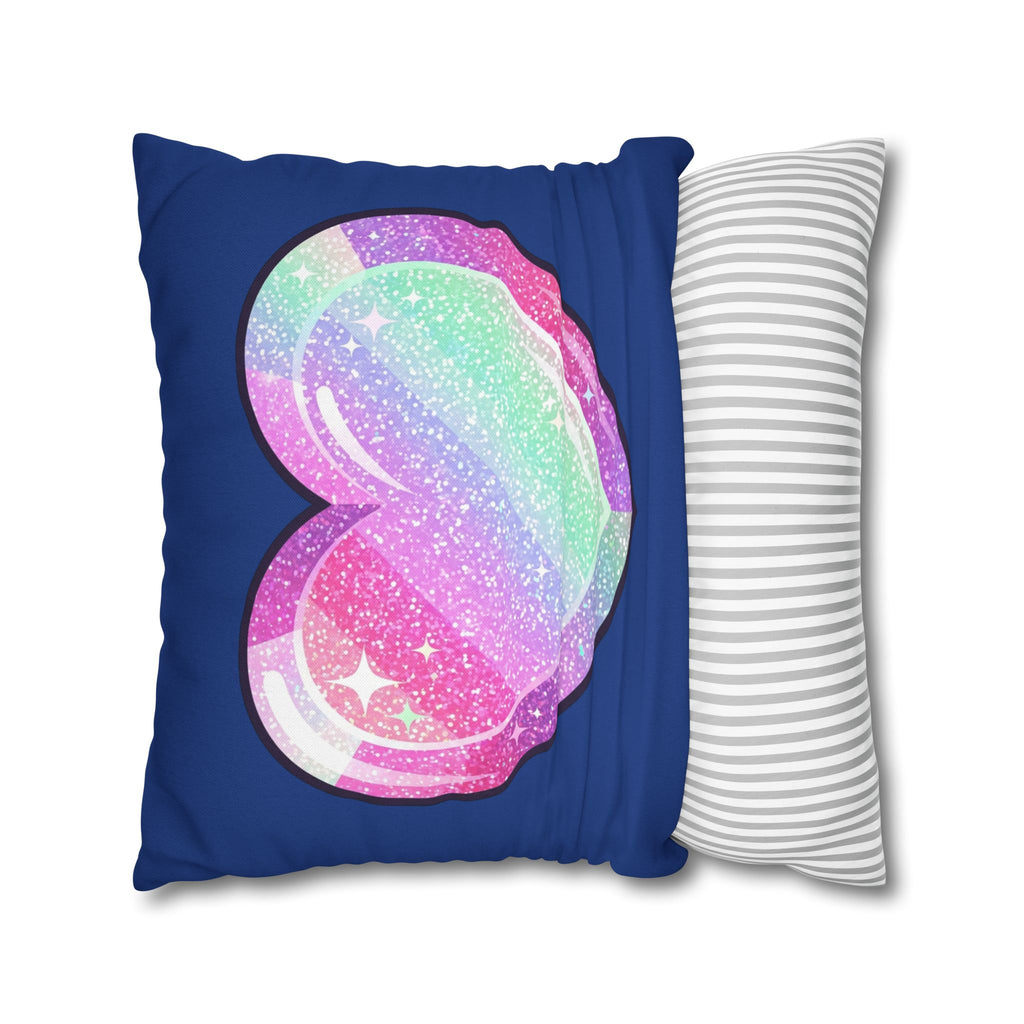 Pastel Glitter Heart Pillowcase Spun Polyester Square Pillowcase- Navy