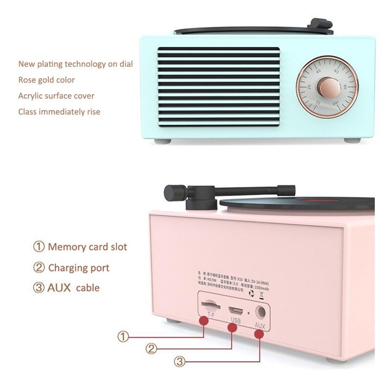 B10 Atomic Bluetooth Speakers Retro Vinyl Player Desktop Wireless Creative Multifunction Mini Stereo Speakers