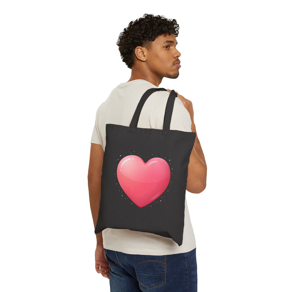 Heart Canvas Tote Bag — Cute Pink Heart Eco Shopper