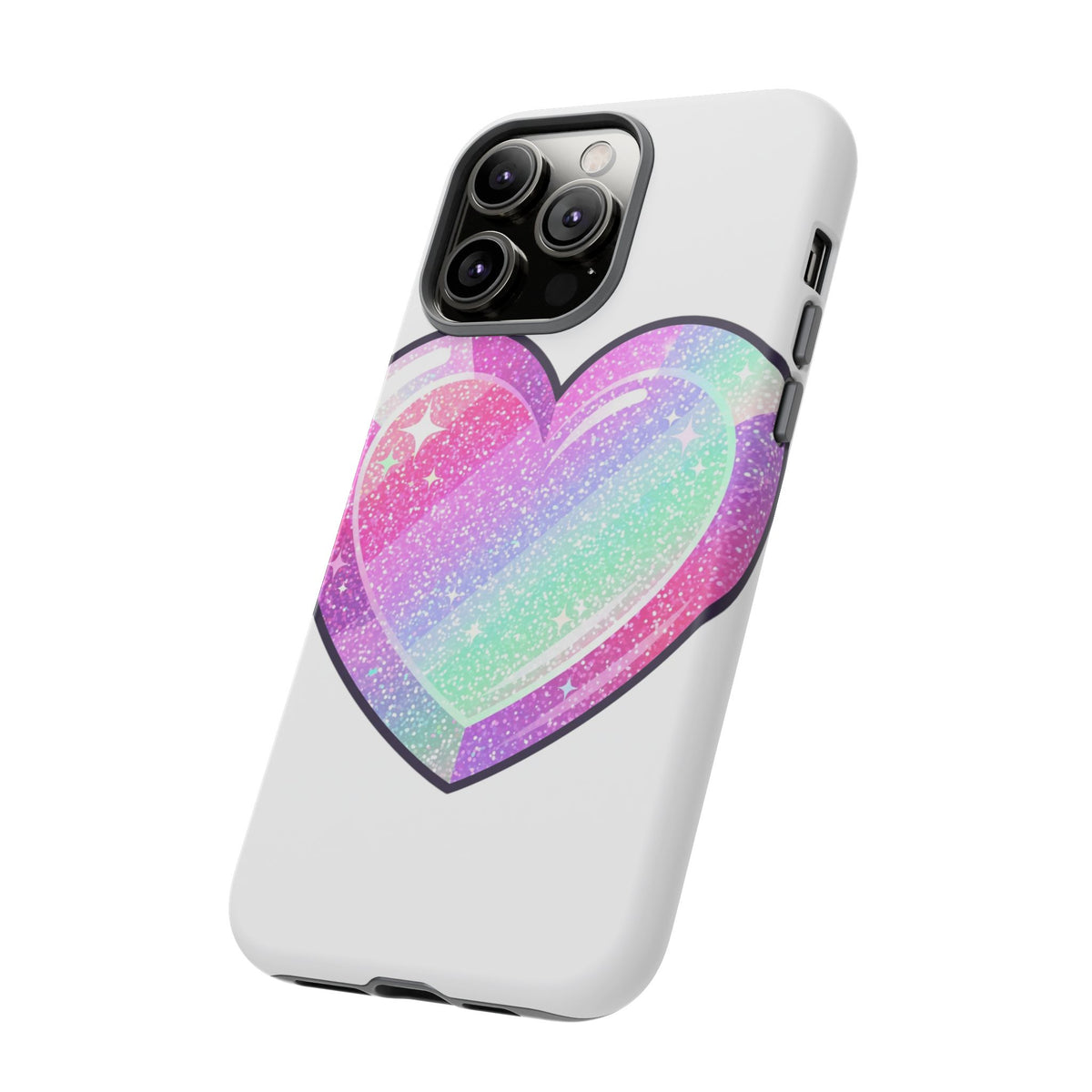 Pastel Glitter Heart Tough Phone Case — Cute Protective Phone Cover