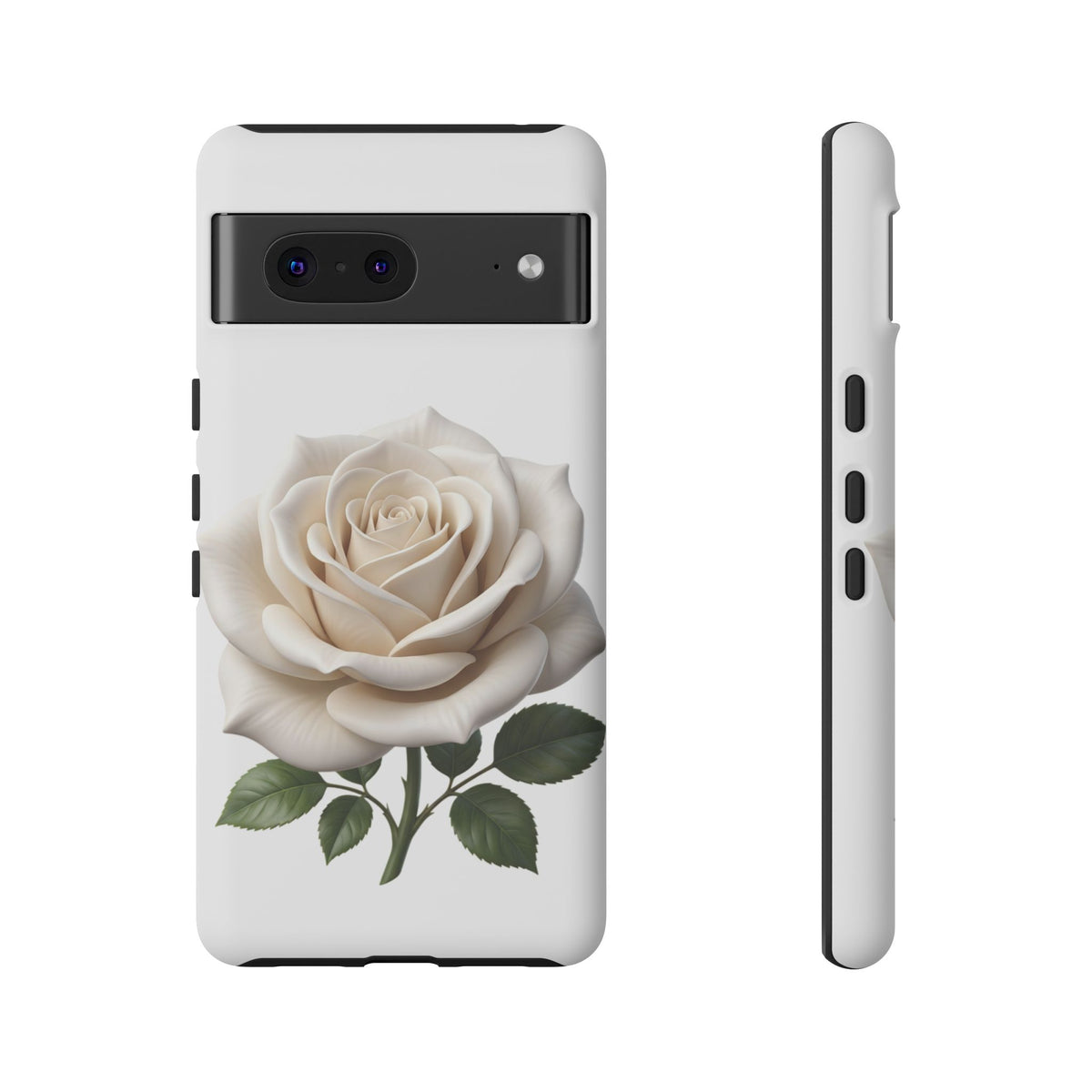 White Rose Tough Phone Case – Elegant Floral Protective Cover