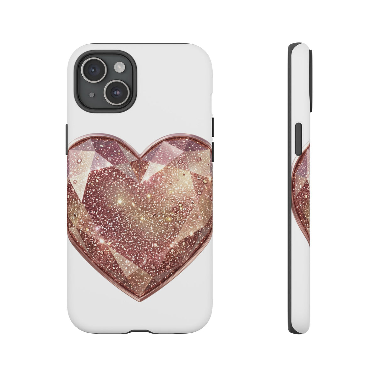 Rose Gold Glitter Crystal Heart Phone Case