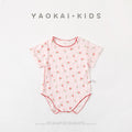 Clothes Cute Infant Short Sleeve Onesie Round Neck Button-Up T-Shirt Baby Bodysuit