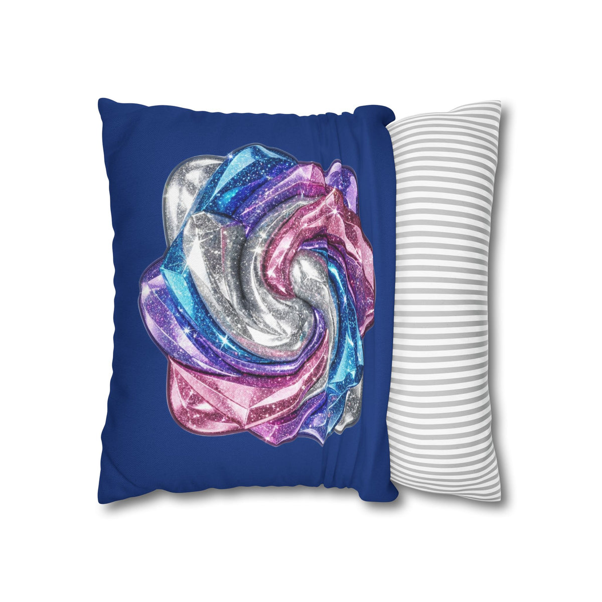 3D Glitter Design Navy Spun Polyester Square Pillowcase