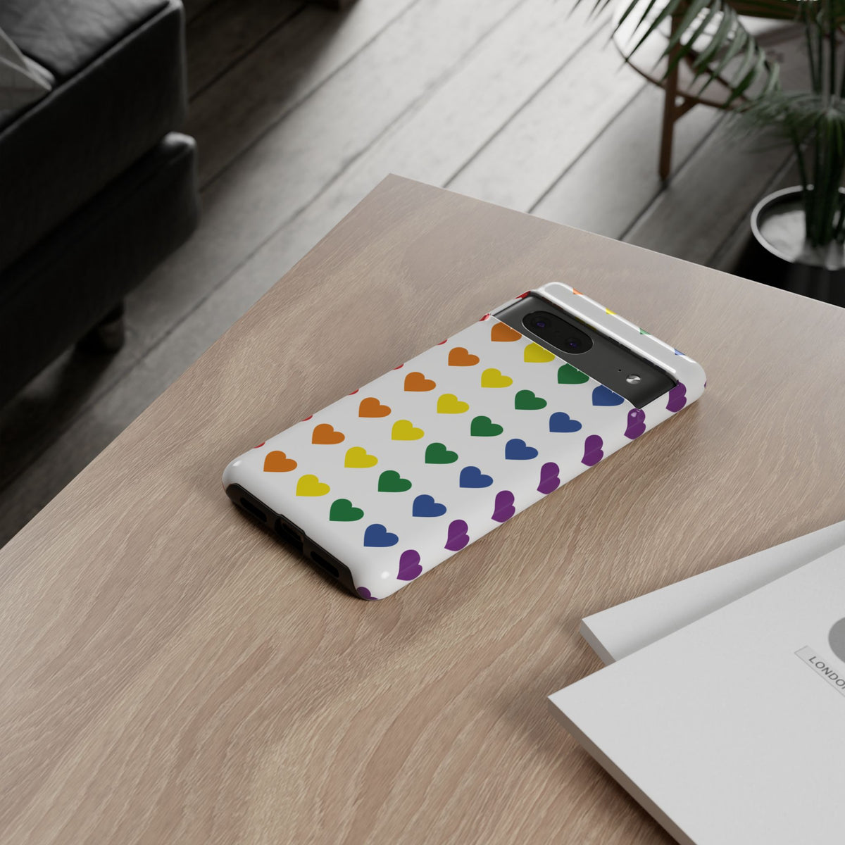 Rainbow Heart Tough Phone Case — Pride Pattern Protective Cover