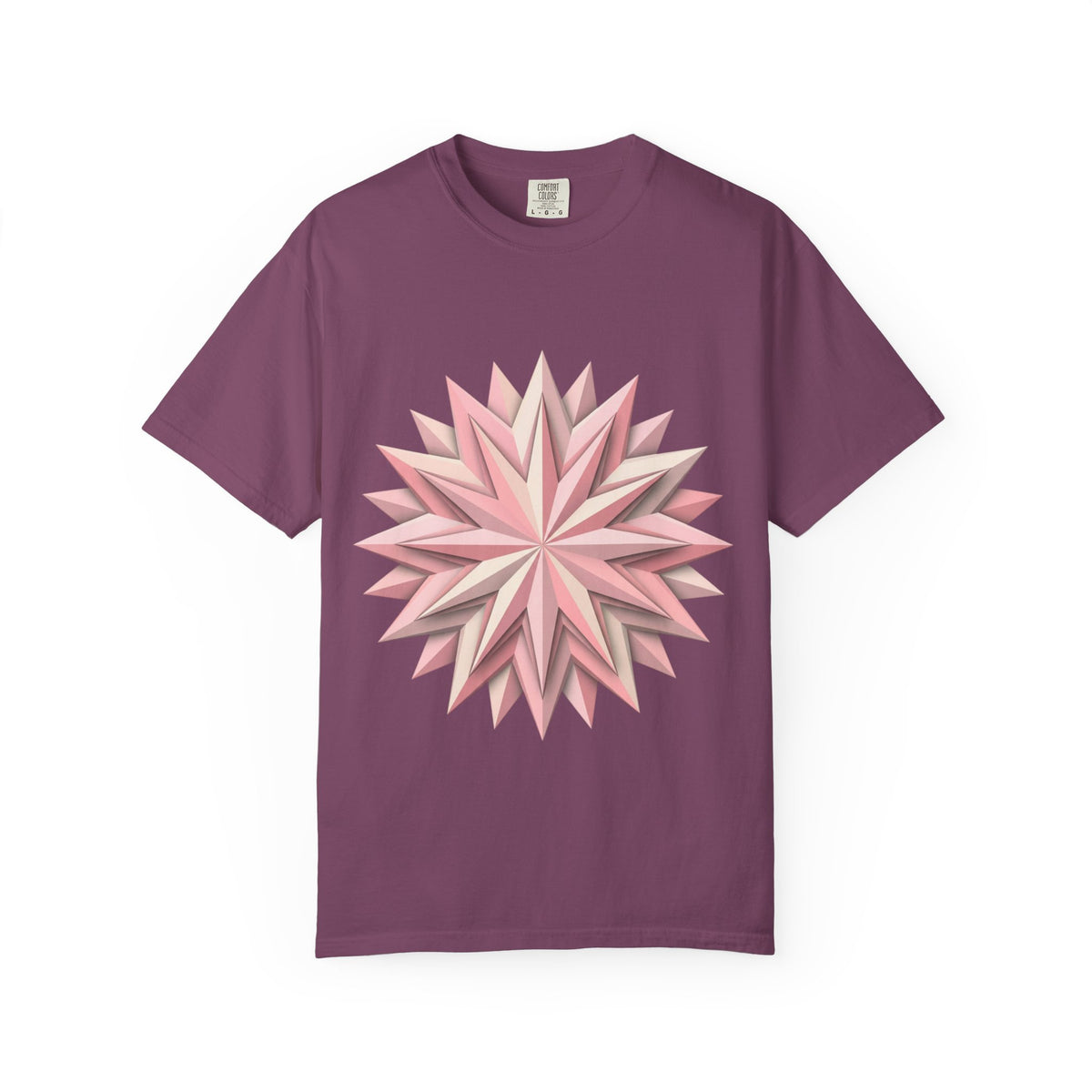 Geometric Rose Star T-Shirt — Pink 3D Origami Floral Tee