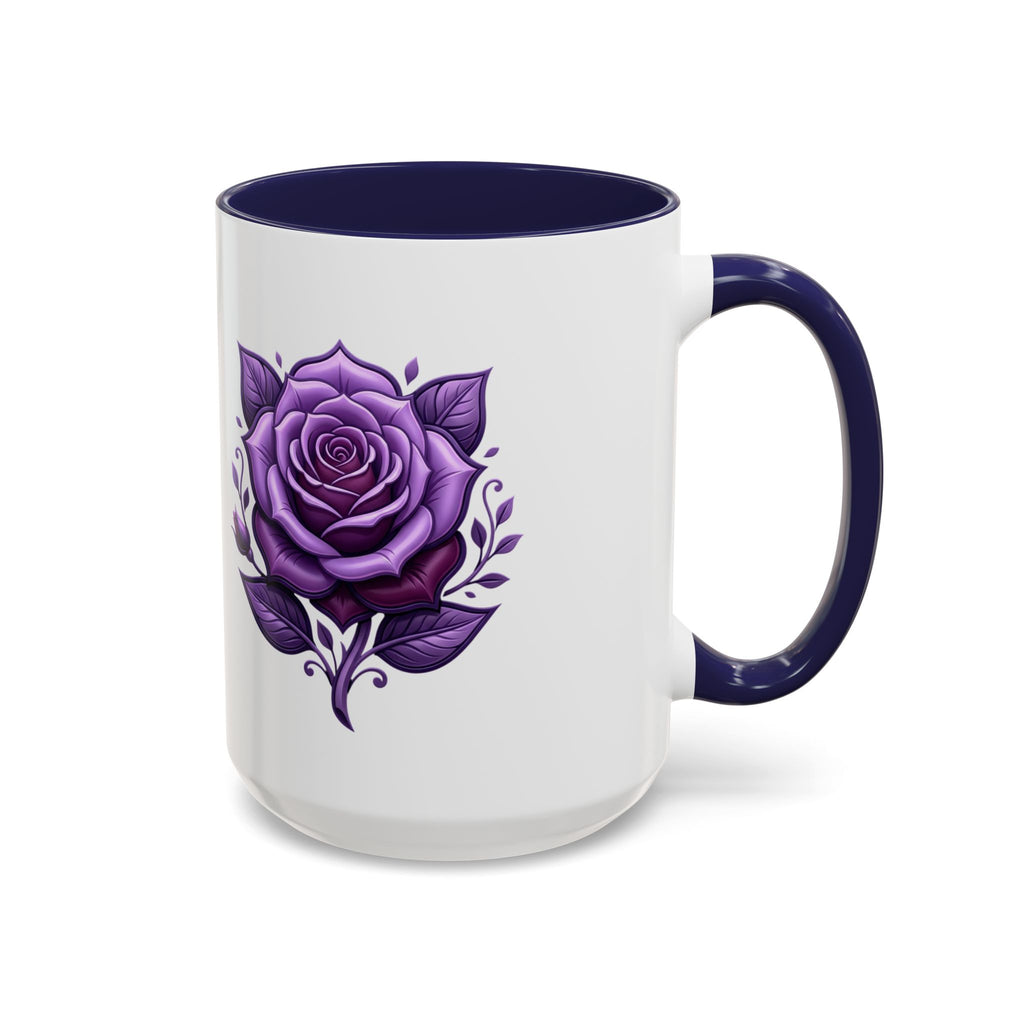 Purple Rose Accent Coffee Mug — Floral Gothic Tea Cup for Women & Gifts