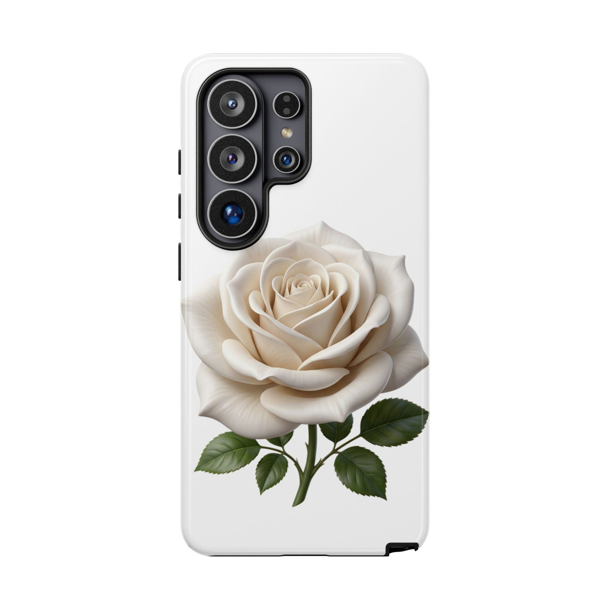 White Rose Tough Phone Case – Elegant Floral Protective Cover