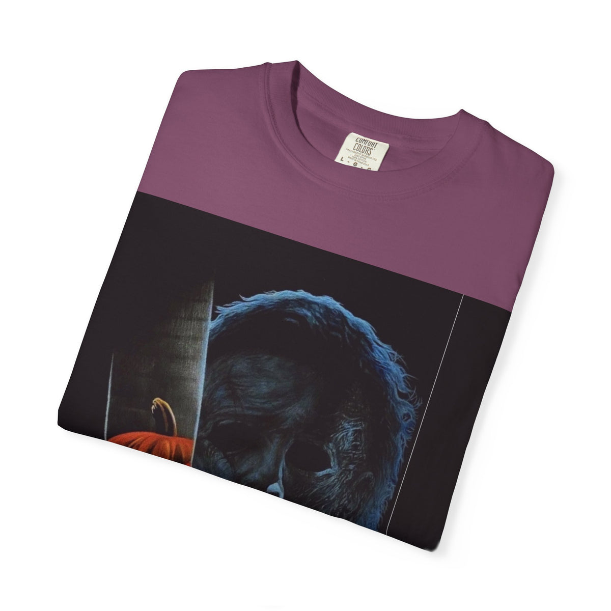T-Shirt — Halloween Split-Face Pumpkin & Michael Myers Horror Graphic