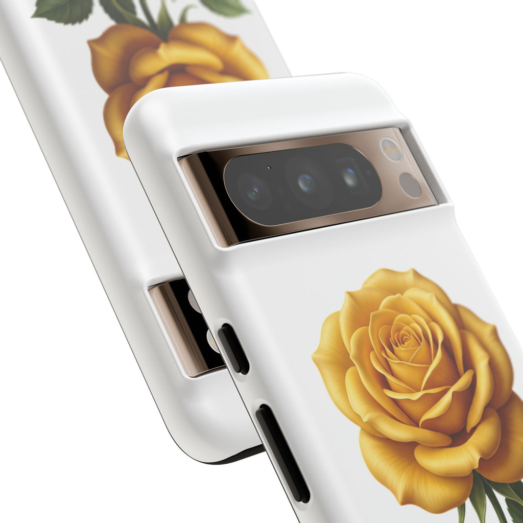 Yellow Rose Phone Case — Vintage Floral Tough Protective Cover