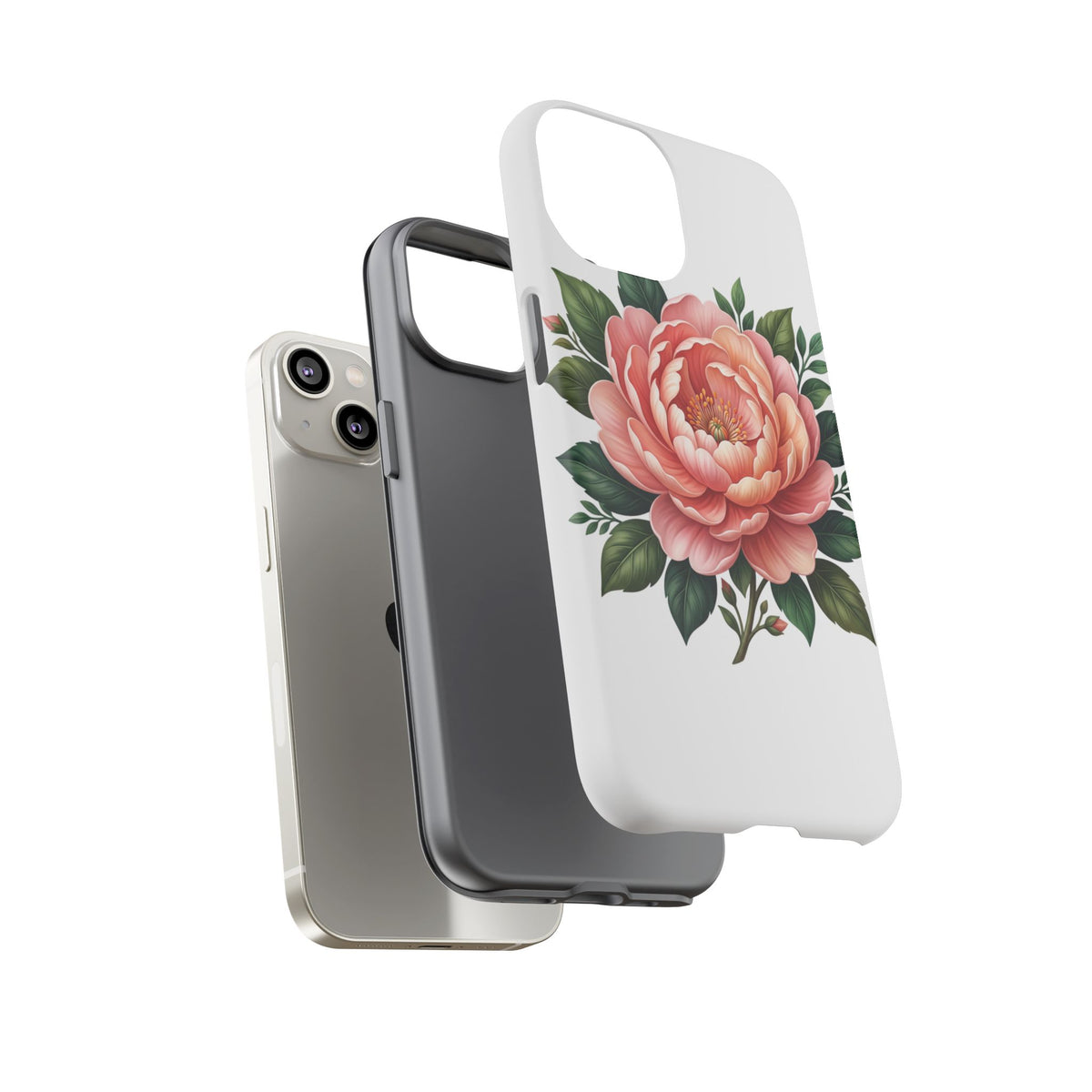 Floral Peony Tough Phone Case — Protective Botanical iPhone Cover