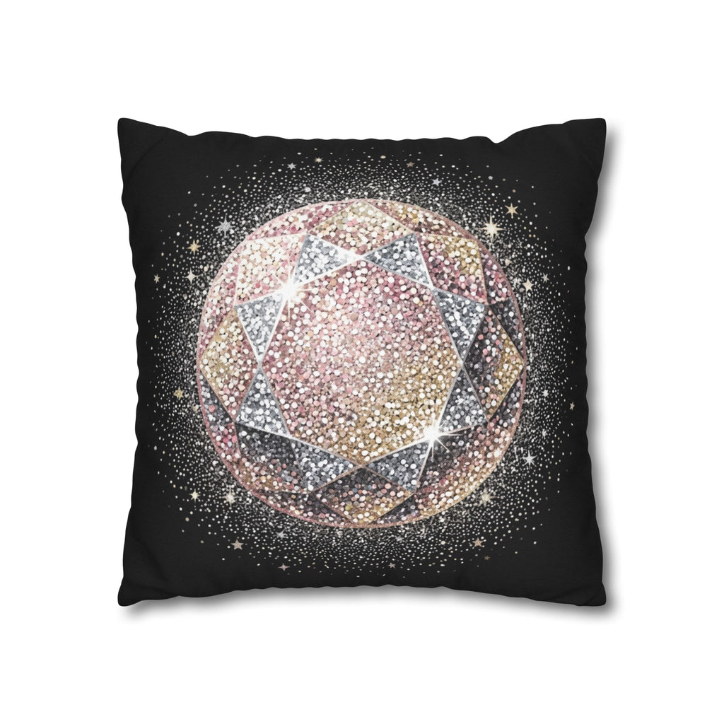 Glittery Black Spun Polyester Square Pillowcase