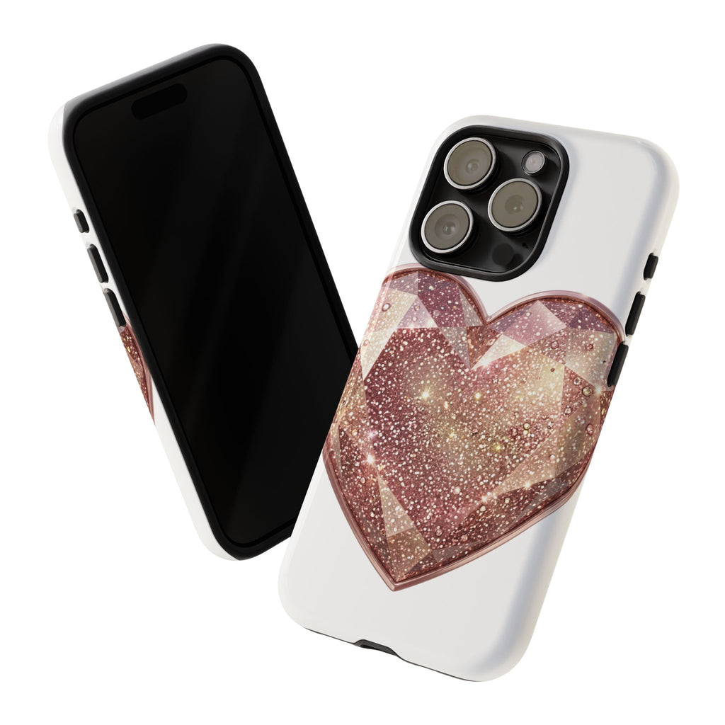 Rose Gold Glitter Crystal Heart Phone Case