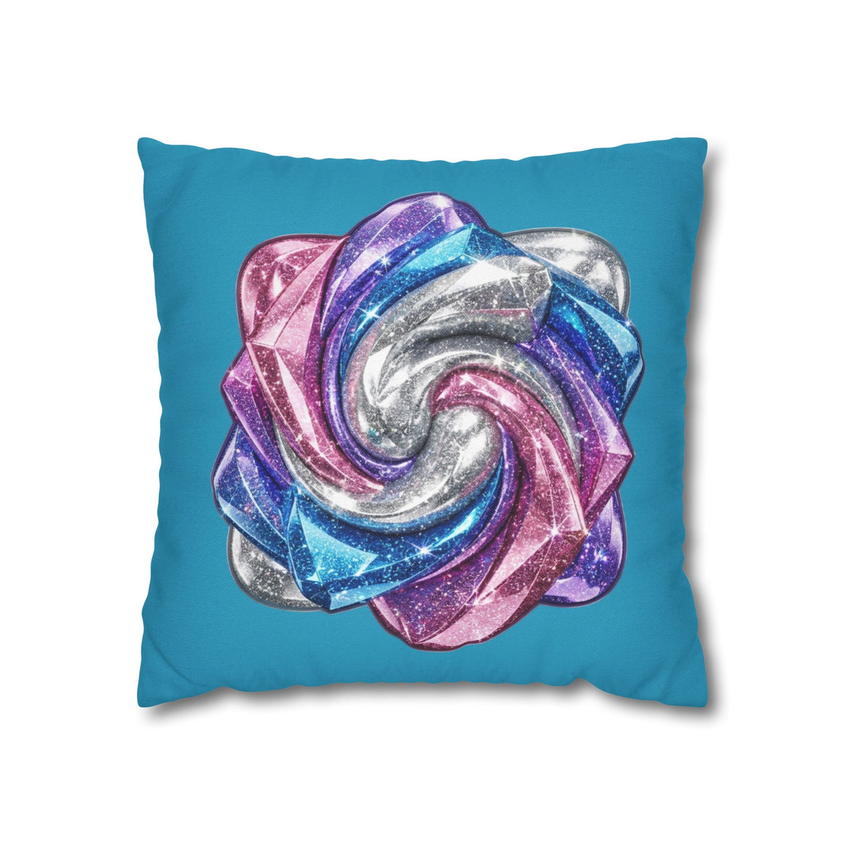 3D Glitter Design Turquoise Spun Polyester Square Pillowcase