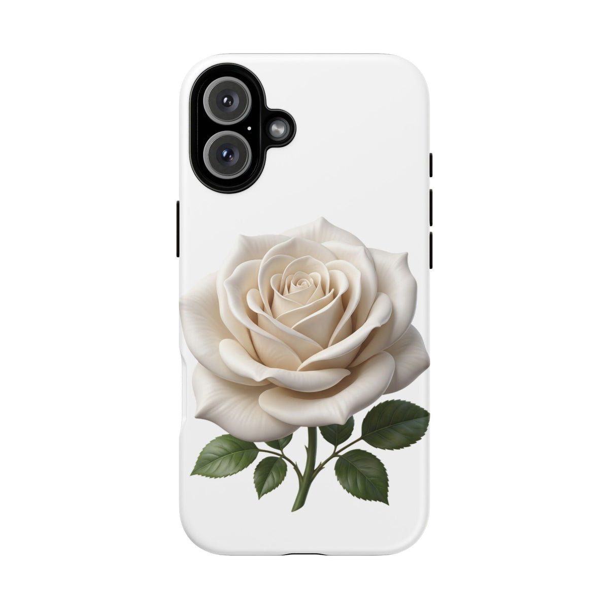 White Rose Tough Phone Case – Elegant Floral Protective Cover