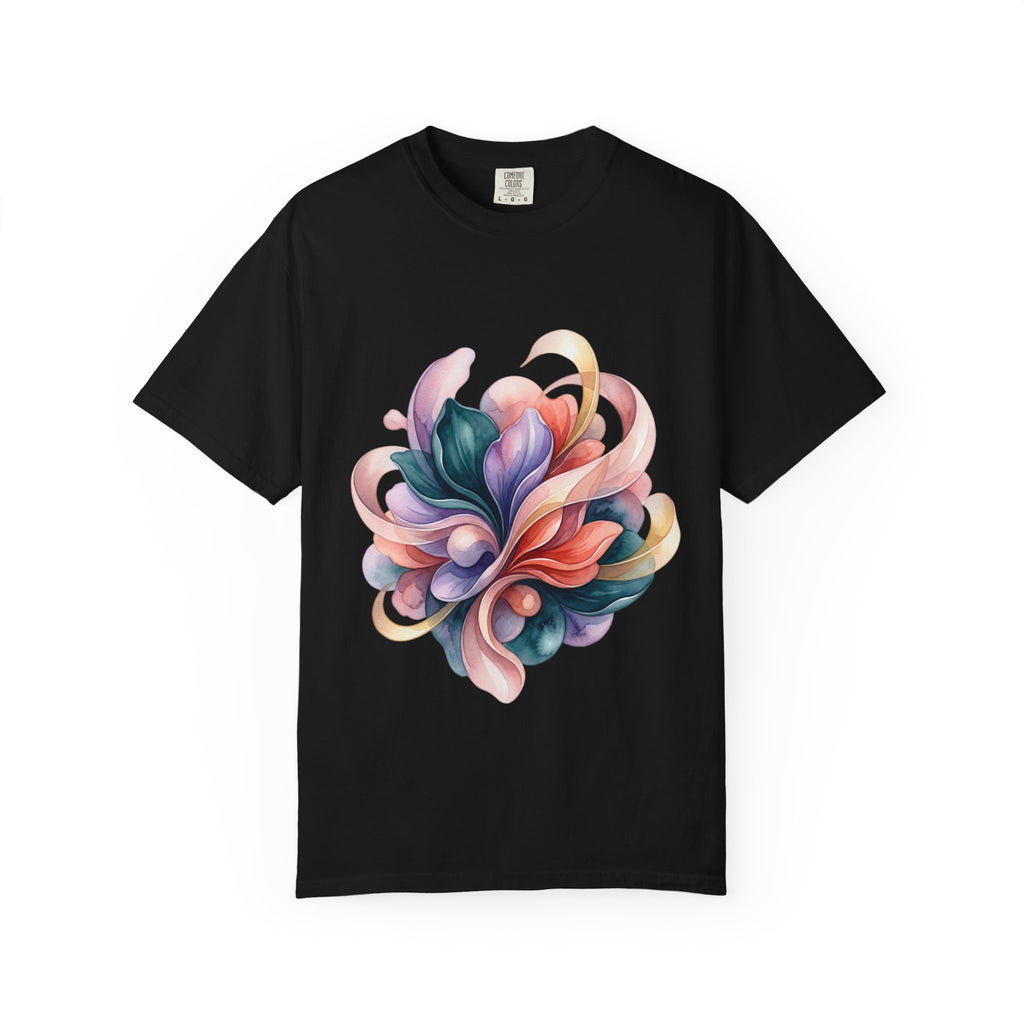 T-Shirt — Colorful Abstract Floral Swirl Graphic Tee
