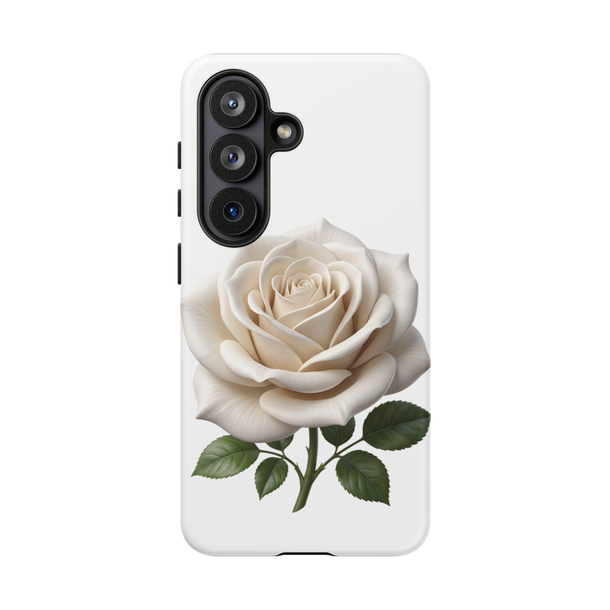 White Rose Tough Phone Case – Elegant Floral Protective Cover