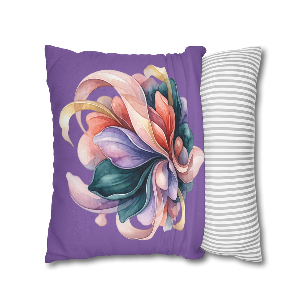 Floral Swirl Decorative Pillowcase — Purple Abstract Bloom Accent
