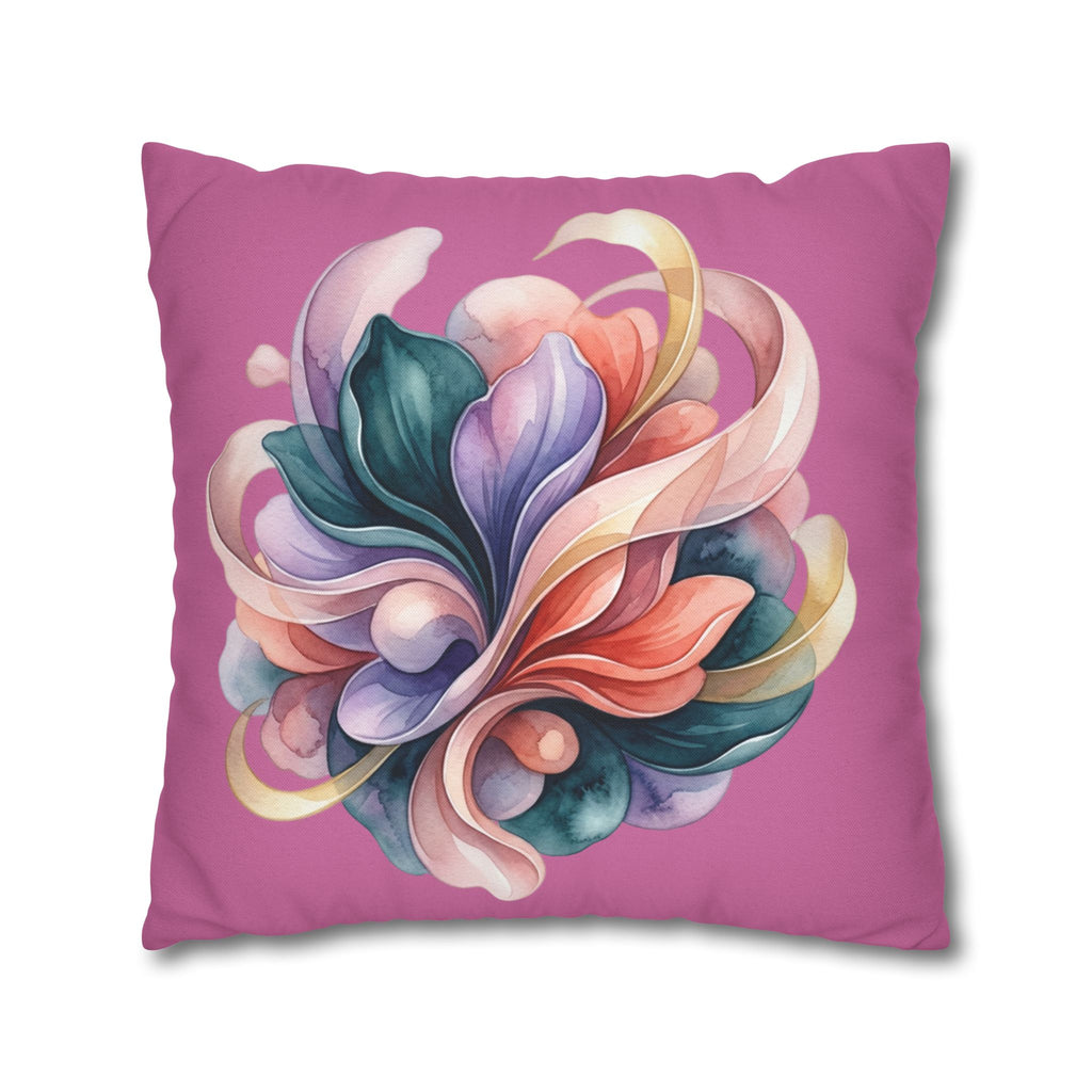 Floral Swirl Decorative Pillow — Pink Abstract Botanical Accent