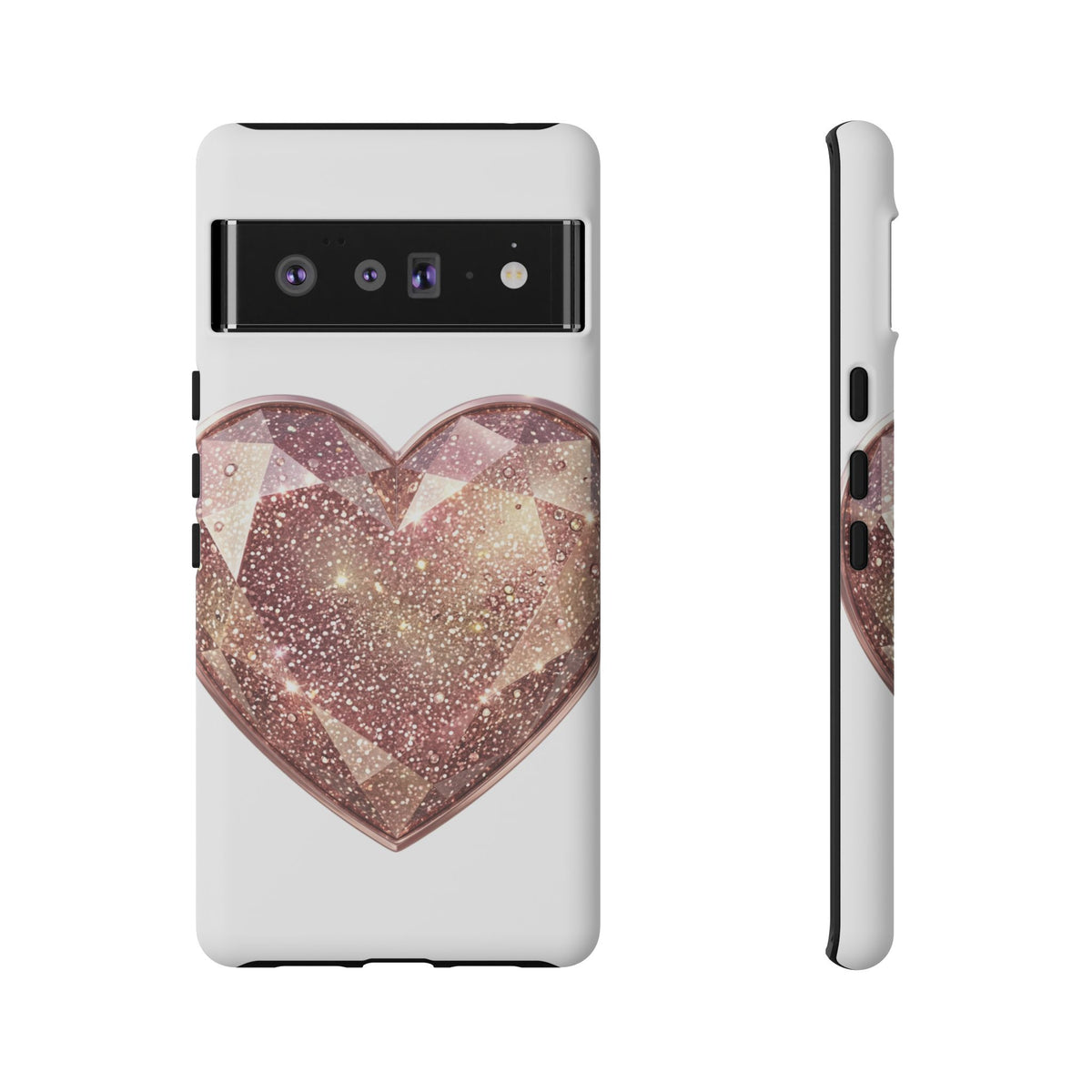 Rose Gold Glitter Crystal Heart Phone Case