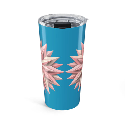 20oz Floral Star Tumbler — Pink Geometric Flower on Teal Travel Cup- Turquoise
