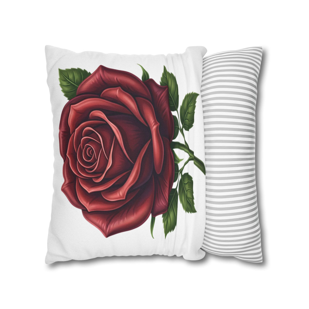 Red Rose Spun Polyester Square Pillowcase