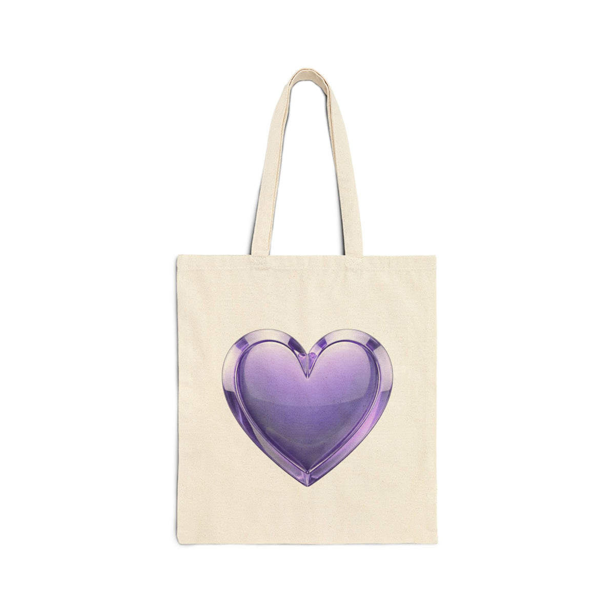 Purple Glass Heart Canvas Tote Bag – Cute Romantic Reusable Shopper