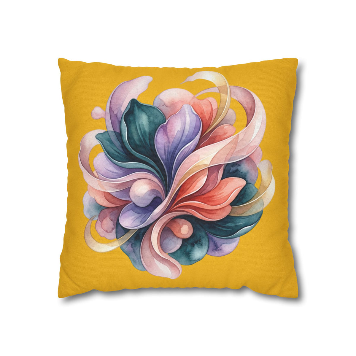 Floral Swirl Decorative Pillowcase — Vibrant Yellow Abstract Bloom