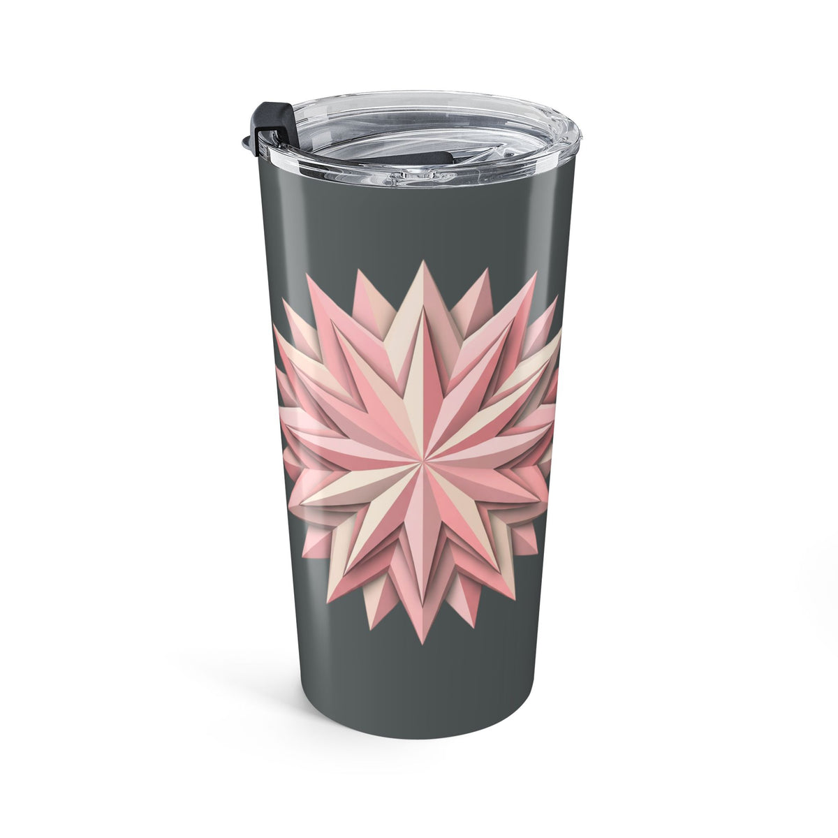 20oz Floral Star Tumbler — Pink Geometric Flower Travel Cup