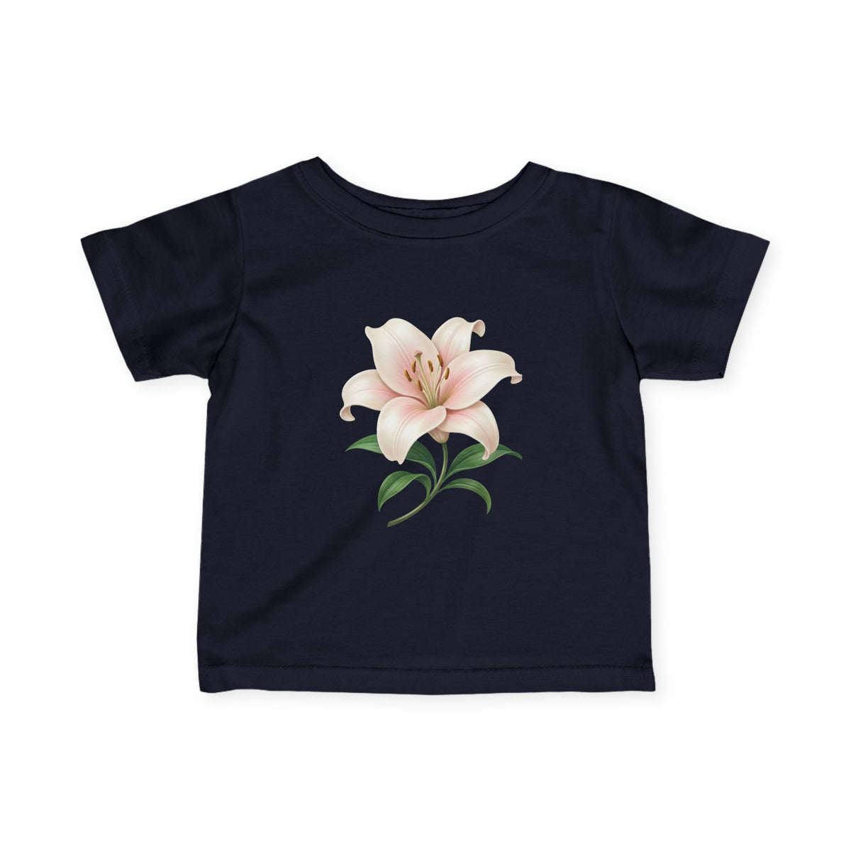 Infant Tee with Soft Pink Lily Floral Print — Baby Girl Spring Outfit