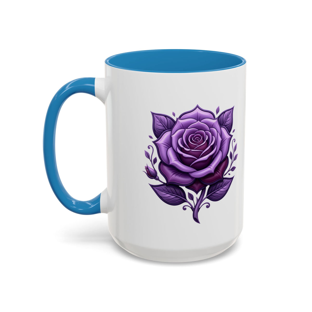 Purple Rose Accent Coffee Mug — Floral Gothic Tea Cup for Women & Gifts