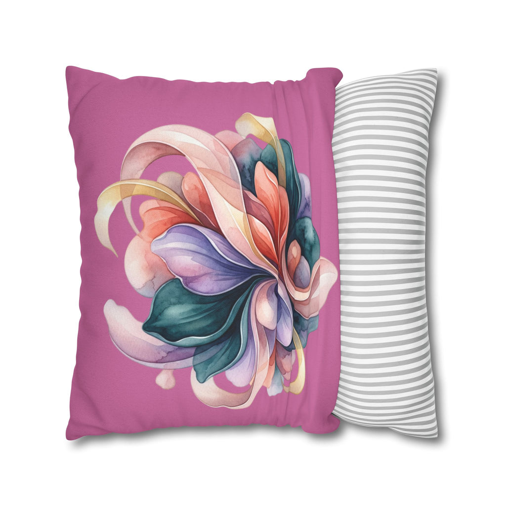 Floral Swirl Decorative Pillow — Pink Abstract Botanical Accent