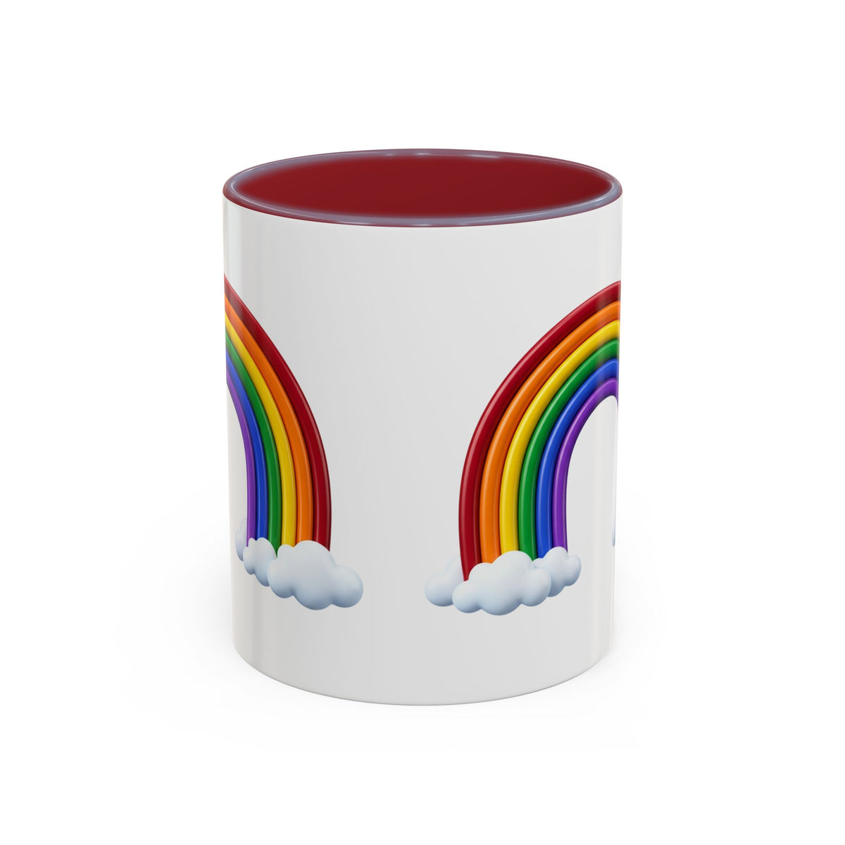Rainbow Coffee Mug - Colorful Arc & Clouds Accent Mug (11/15oz)