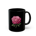 Pink Rose Black Mug — Elegant Floral Coffee Cup (11oz & 15oz)