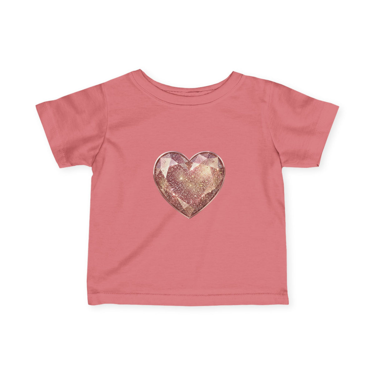 Infant Tee — Rose Gold Glitter Heart Baby T‑Shirt