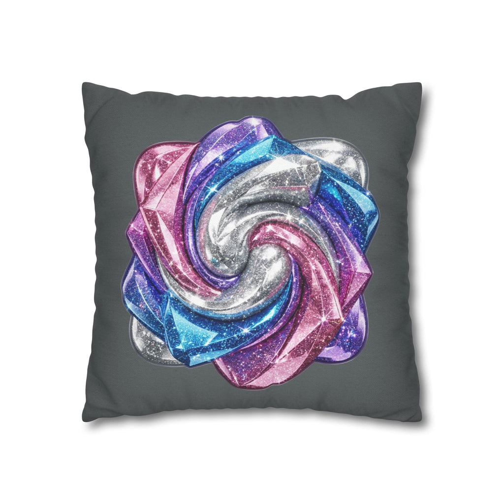 3D Glitter Design Dark Grey Spun Polyester Square Pillowcase